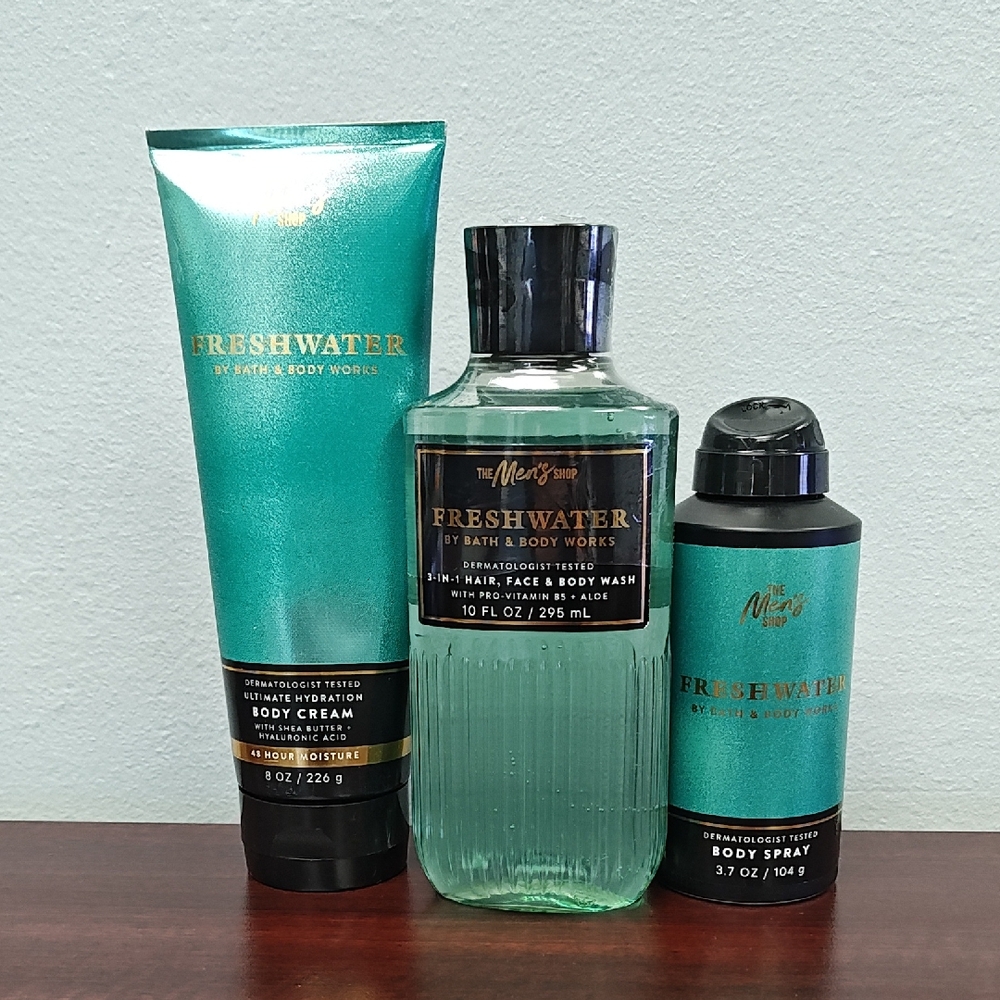 Bath & Body Works Men's FRESHWATER 3 Piece Bundle Set